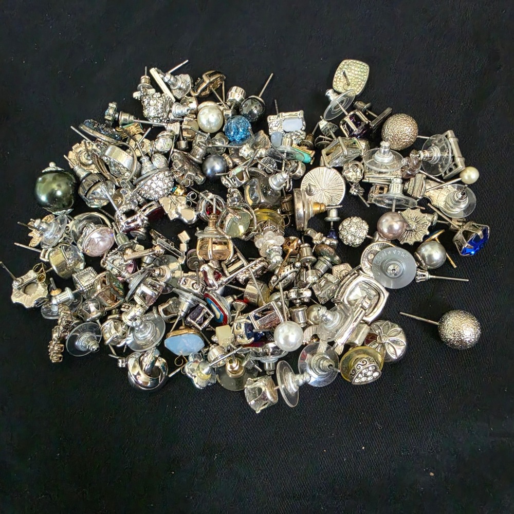 Bulk Lot Single Earrings Assorted Studs Rhinestone Pearl Craft Jewelry Repair